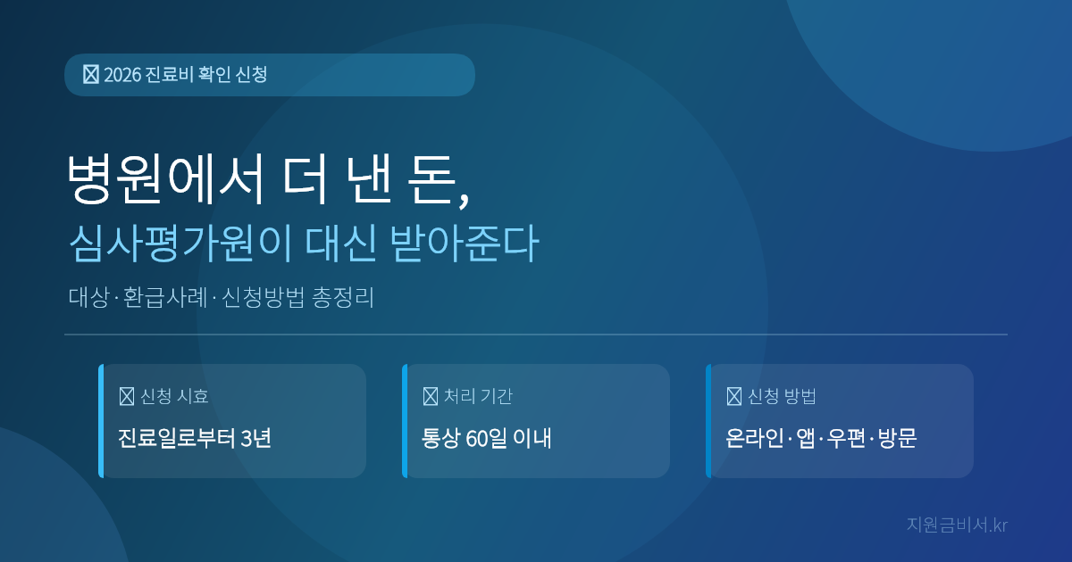 진료비 확인 신청 2026 — 병원에서 더 낸 돈, 건강보험심사평가원이 대신 받아주는 법 (대상·환급사례·신청방법)