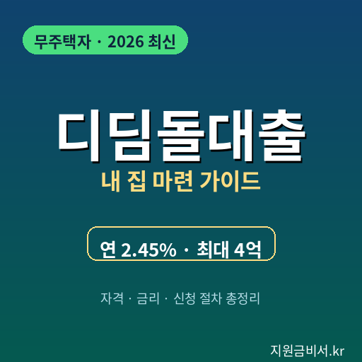 2026 디딤돌대출 완전 가이드 — 연 2.45%~3.55% 저금리로 무주택자 내 집 마련 최대 4억원 받는 법